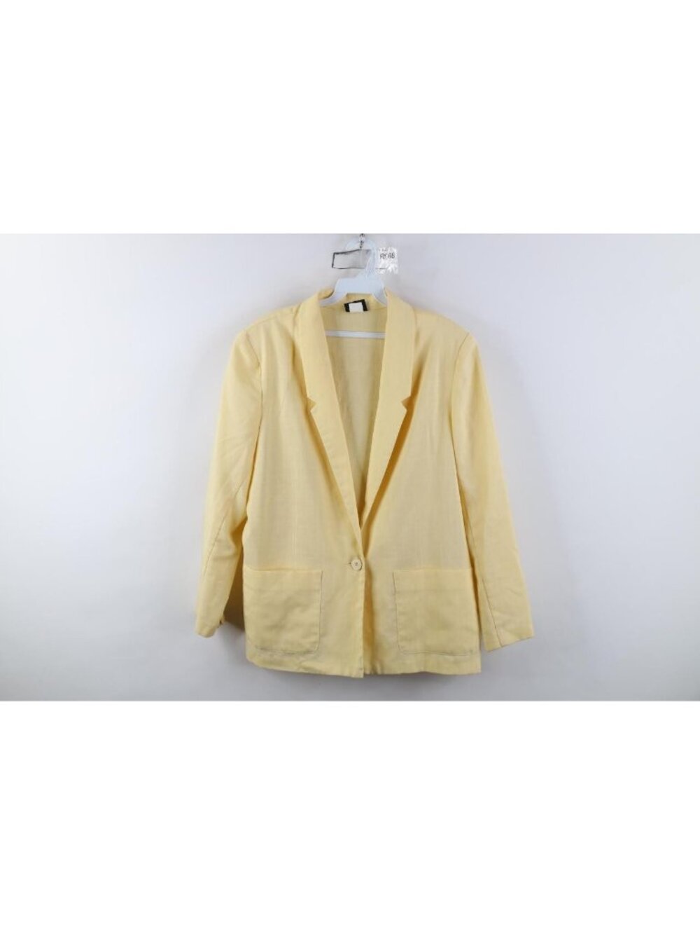 Vintage 90s Streetwear Womens 16 Linen Blend Suit Coat Blazer Jacket Yellow USA